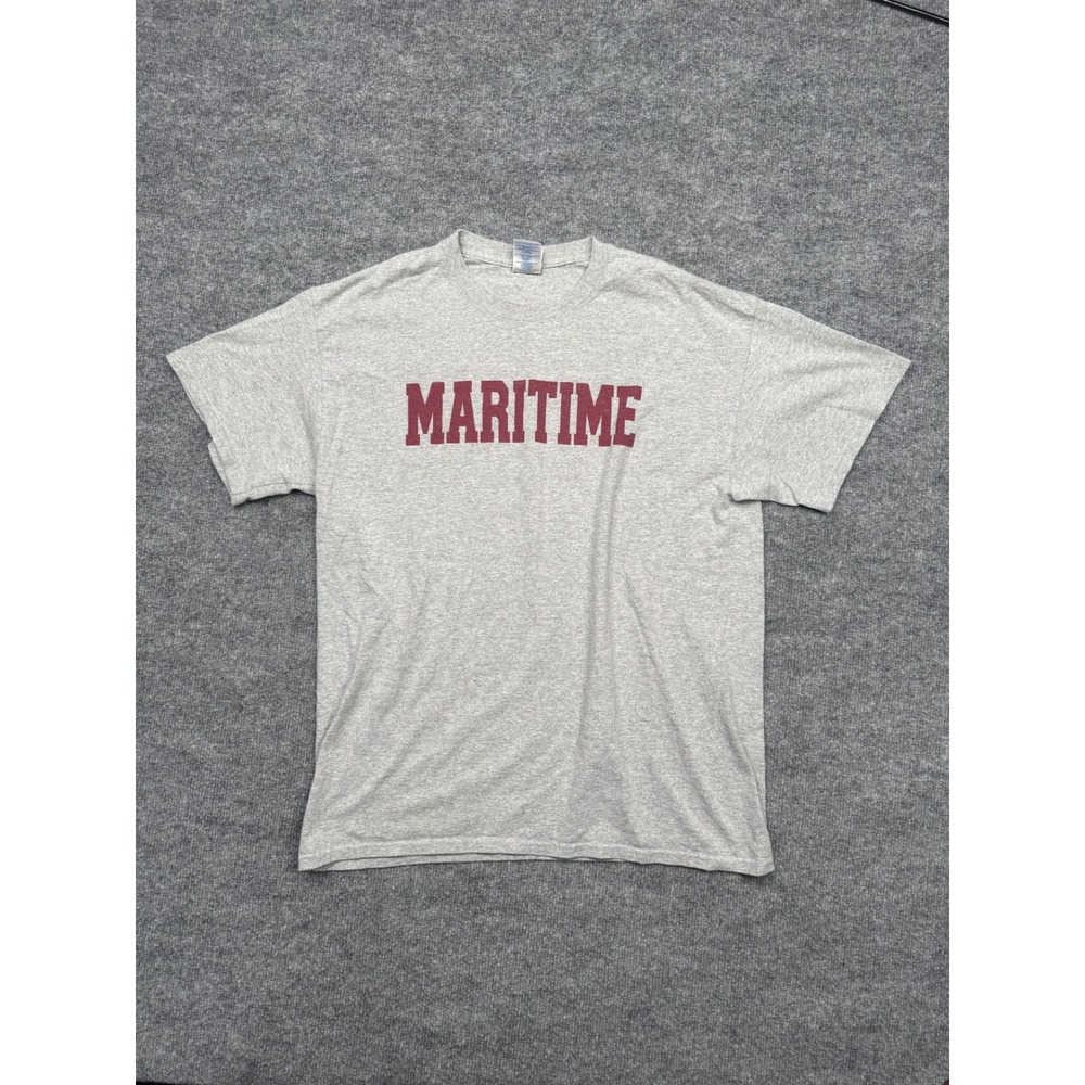 Gildan Maritime Graphic T-Shirt Mens Large Gray Short Sleeve Ultra Cotton Tee